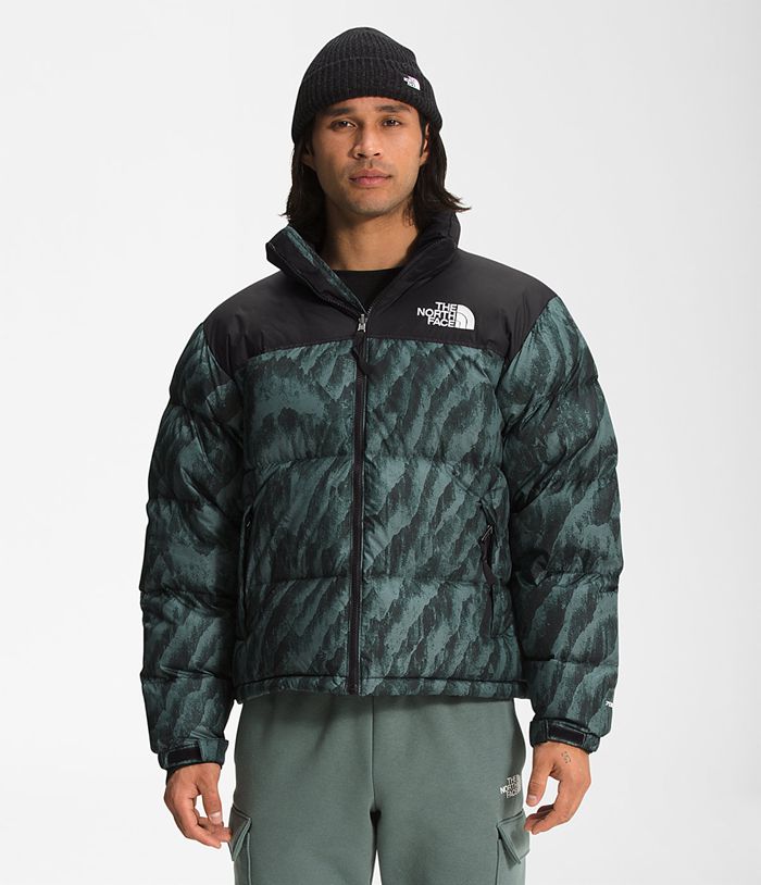 The North Face Kurtka Puchowa Męska Zielone/Czarna Drukowane 1996 Retro Nuptse - KLNP83952